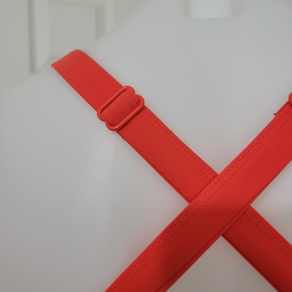 Xhilaration Boho Bikini Top Orange Vintage Flowers Cross Straps D/DD EUC - Picture 10 of 15